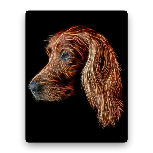 Irish Setter Aluminium Metal Wall Plaque with Fractal Art Design, Gift for Red Setter Owner
