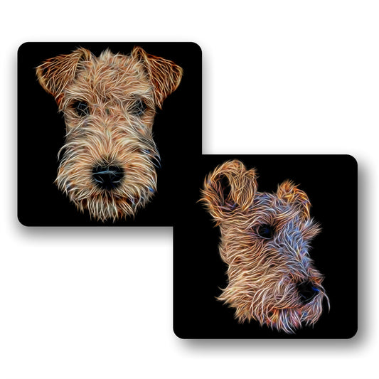 Lakeland Terrier Coasters, Set of 2, with Stunning Fractal Art Design.
