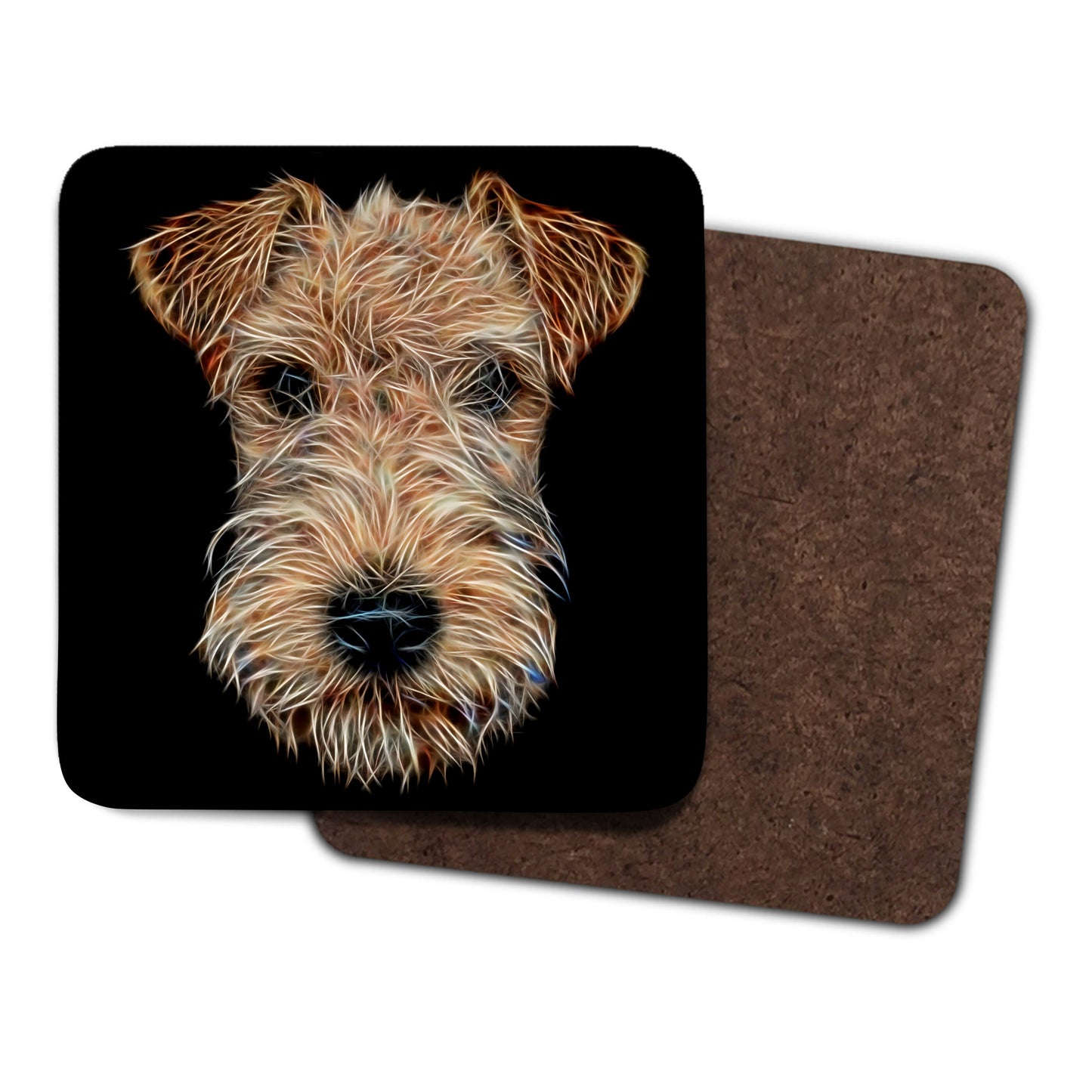 Lakeland Terrier Coasters, Set of 2, with Stunning Fractal Art Design.