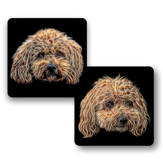 Poochon Coasters, Set of 2, with Stunning Fractal Art Design.