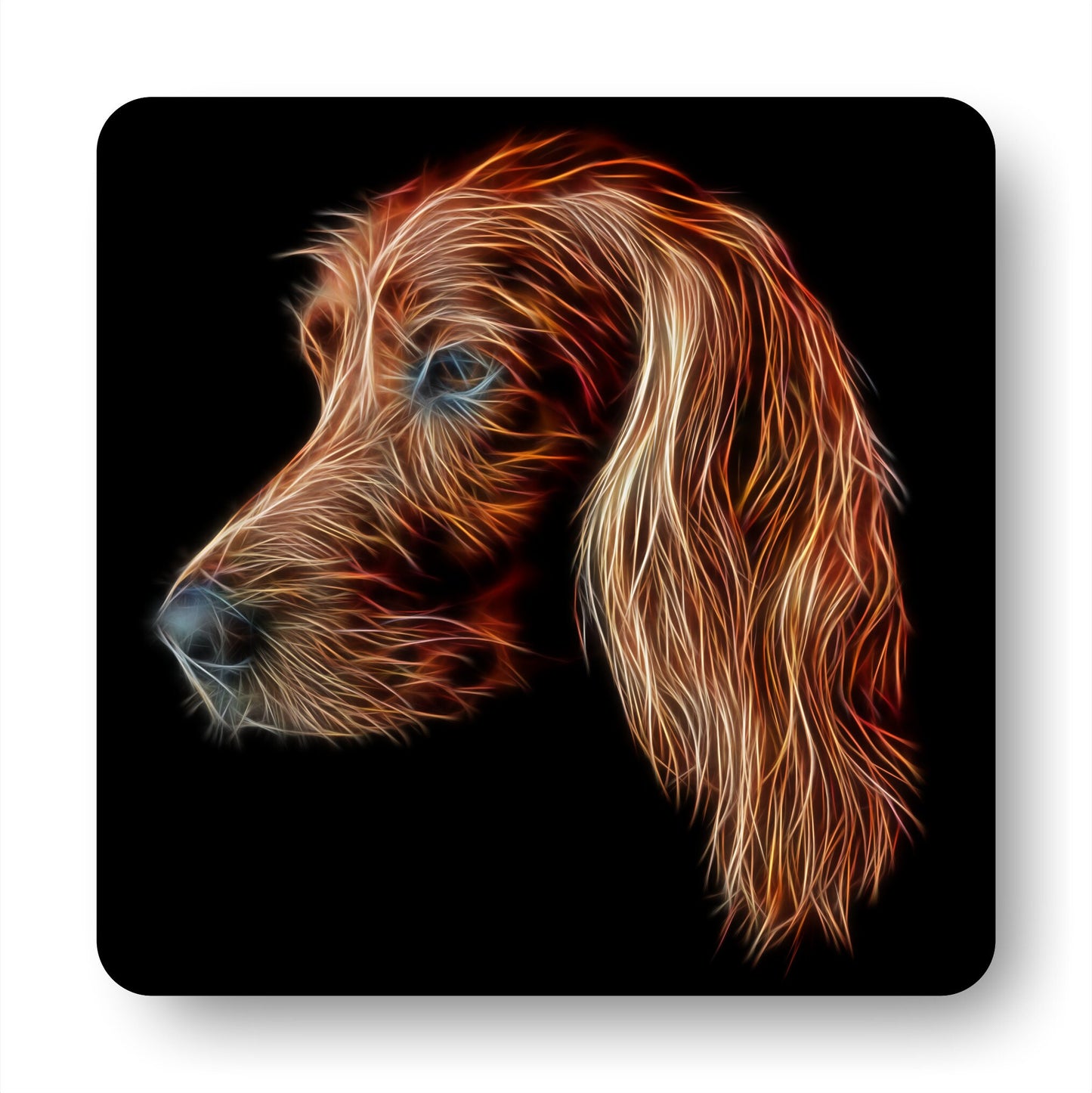 Irish Setter Coasters, Set of 2, with Stunning Fractal Art Design.