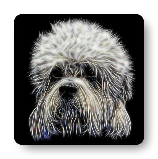 Dandie Dinmont Coasters, Set of 2, with Stunning Fractal Art Design.