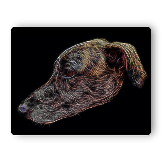 Brindle Lurcher Aluminium Metal Wall Plaque with Fractal Art Design, Gift for Brindle Lurcher Owner