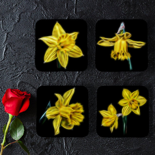 Daffodil Coasters with Stunning Fractal Art Design.