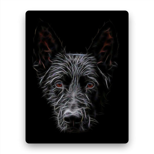 Black German Shepherd Metal Wall Plaque with Fractal Art Design, Perfect Dog Owner Gift.