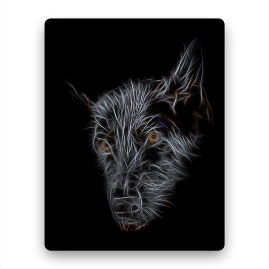 Black German Shepherd Metal Wall Plaque with Fractal Art Design, Perfect Dog Owner Gift.