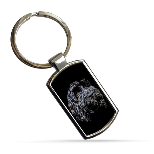 Black Cockapoo Keyring with Stunning Fractal Art Design