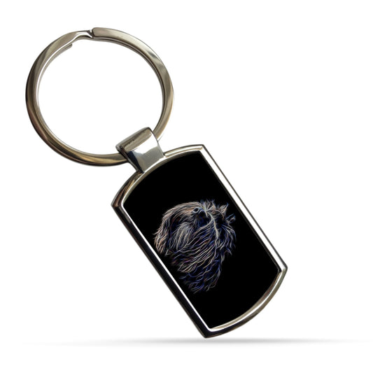 Black Cockapoo Keyring with Stunning Fractal Art Design