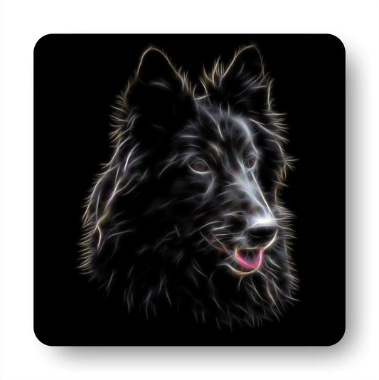 Belgian Shepherd Coasters, Set of 4, with Stunning Fractal Art Design. Belgian Groenendael