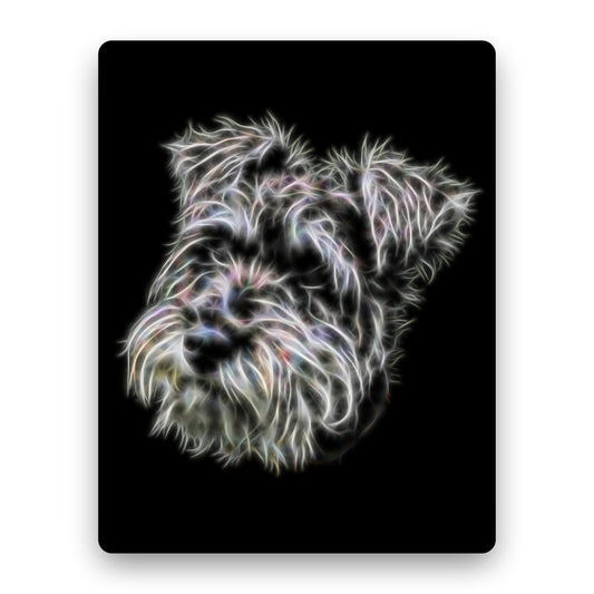 Schnauzer Metal Wall Plaque with Stunning Fractal Art Design.
