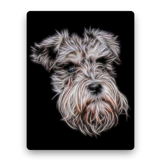 Schnauzer Metal Wall Plaque with Stunning Fractal Art Design.