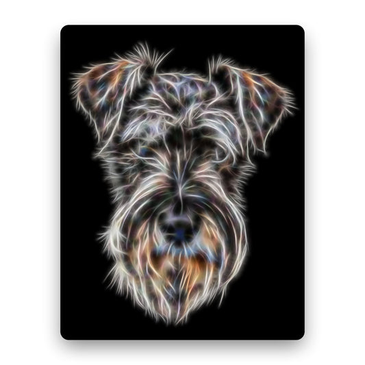 Schnauzer Metal Wall Plaque with Stunning Fractal Art Design.