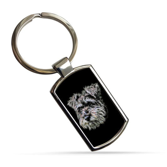 Schnauzer Keychain with Stunning Fractal Art Design.