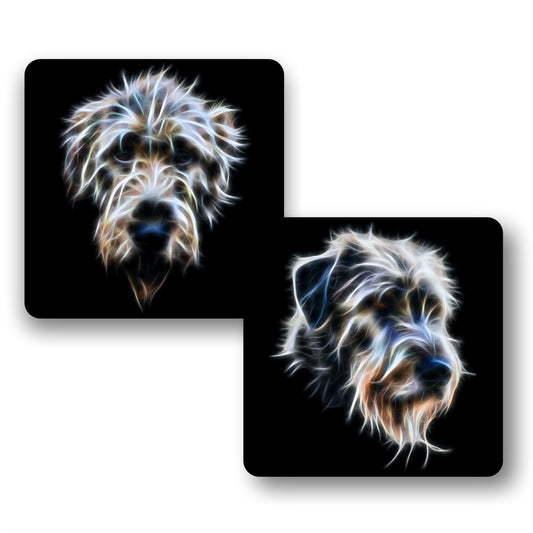 Irish Wolfhound Coasters, Set of 2, with Stunning Fractal Art Design.