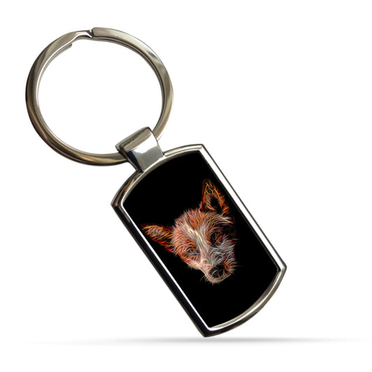 Australian Cattle Dog - Red Heeler Keychain with Stunning Fractal Art Design. A Perfect Gift for Dog Lover.