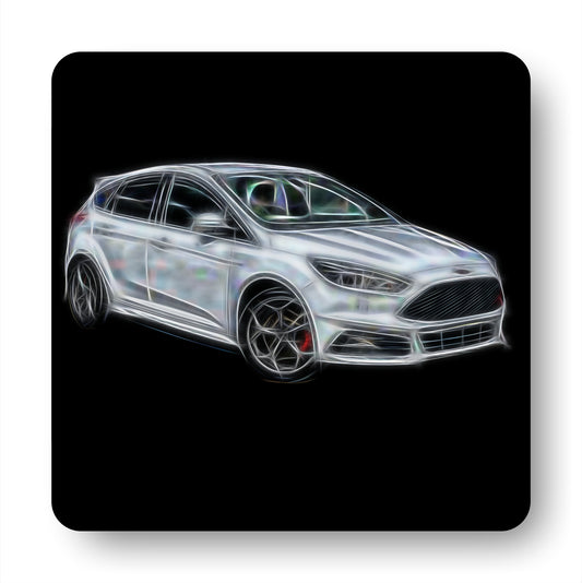 Ford Focus ST Coasters with Stunning Fractal Art Design. Various colours blue, red, yellow, orange, black, grey, and white available.