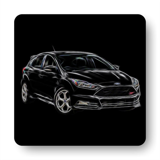 Ford Focus ST Coasters with Stunning Fractal Art Design. Various colours blue, red, yellow, orange, black, grey, and white available.