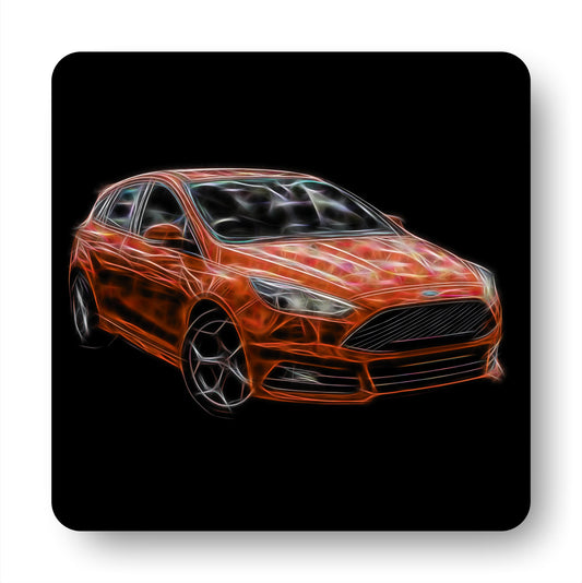 Ford Focus ST Coasters with Stunning Fractal Art Design. Various colours blue, red, yellow, orange, black, grey, and white available.