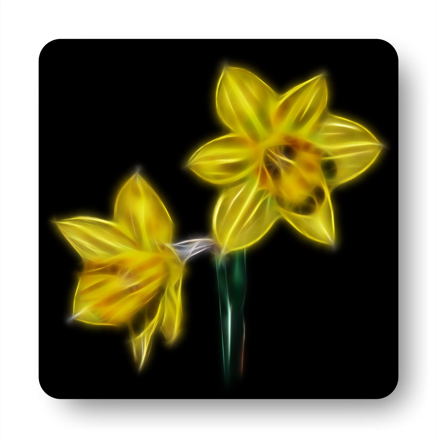 Daffodil Coasters with Stunning Fractal Art Design.