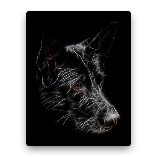 Black German Shepherd Metal Wall Plaque with Fractal Art Design, Perfect Dog Owner Gift.