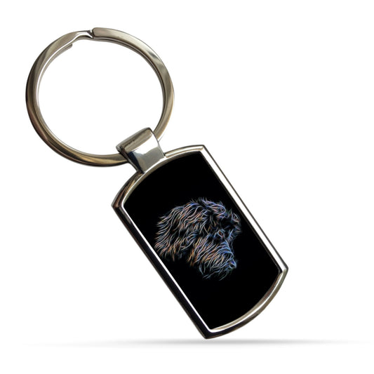 Black Cockapoo Keyring with Stunning Fractal Art Design