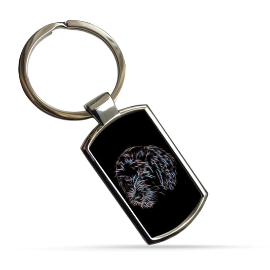 Black Cockapoo Keyring with Stunning Fractal Art Design
