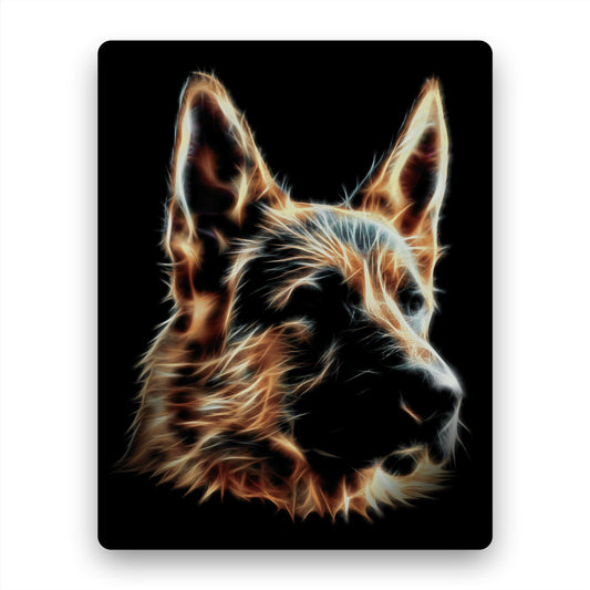 Black and Tan German Shepherd Metal Wall Plaque with Stunning Fractal Art Design