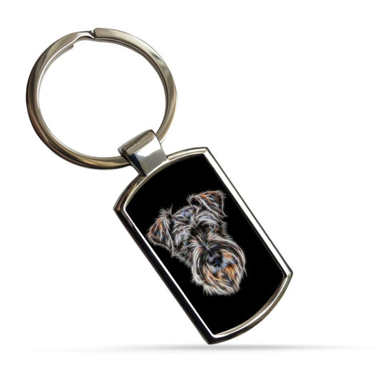Schnauzer Keychain with Stunning Fractal Art Design.