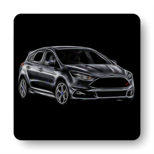 Ford Focus ST Coasters with Stunning Fractal Art Design. Various colours blue, red, yellow, orange, black, grey, and white available.
