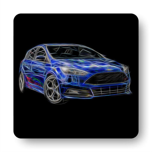 Ford Focus ST Coasters with Stunning Fractal Art Design. Various colours blue, red, yellow, orange, black, grey, and white available.