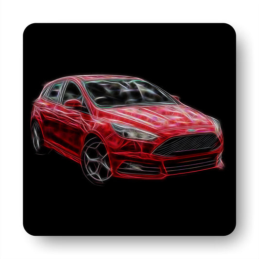 Ford Focus ST Coasters with Stunning Fractal Art Design. Various colours blue, red, yellow, orange, black, grey, and white available.