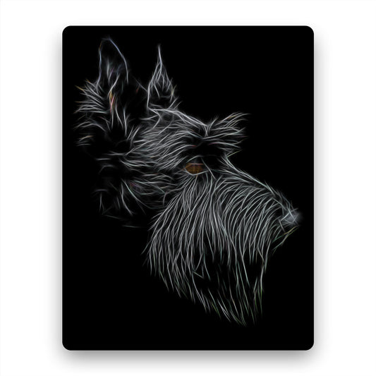 Scottish Terrier Metal Wall Plaque with Fractal Art Design. Scottie Dog Gift