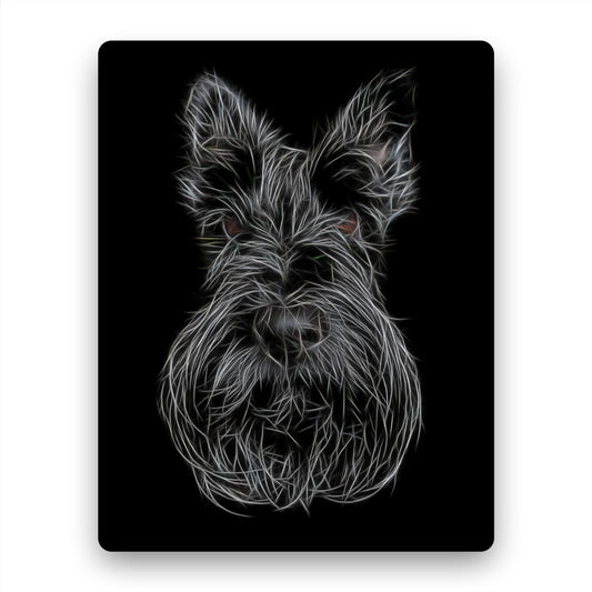 Scottish Terrier Metal Wall Plaque with Fractal Art Design. Scottie Dog Gift