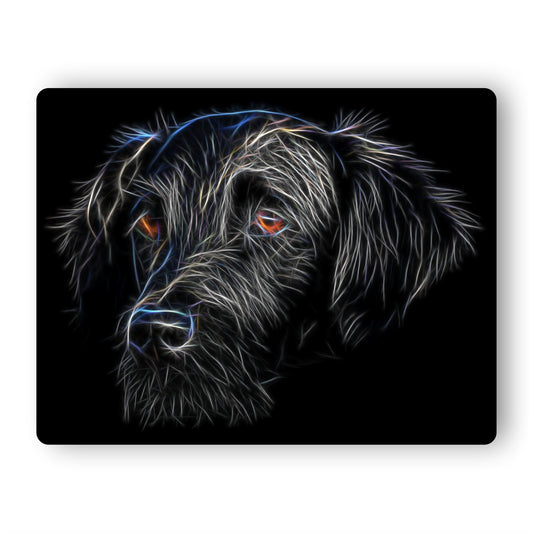 Flat Coated Retriever Metal Wall Plaque with Stunning Fractal Art Design.
