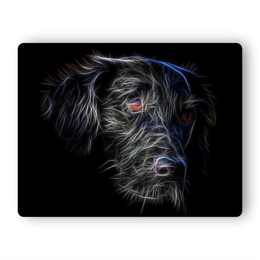 Flat Coated Retriever Metal Wall Plaque with Stunning Fractal Art Design.
