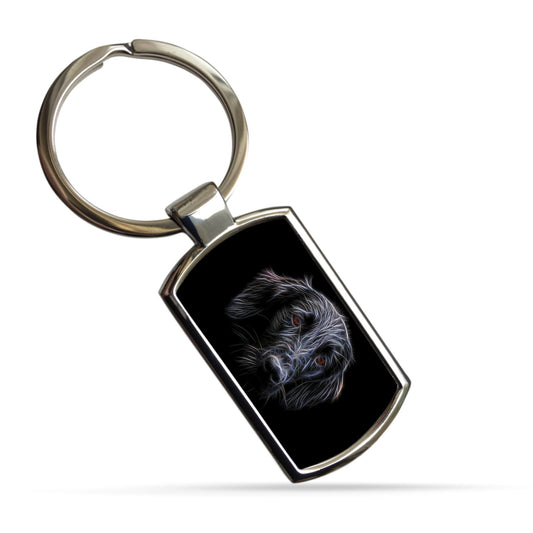 Flat Coated Retriever Keychain with Stunning Fractal Art Design.