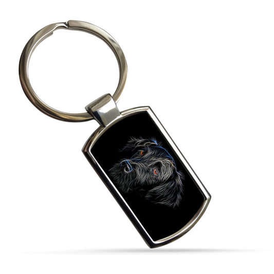 Flat Coated Retriever Keychain with Stunning Fractal Art Design.