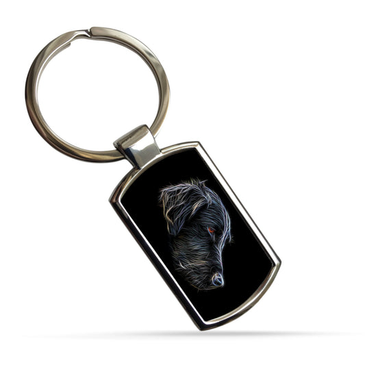 Flat Coated Retriever Keychain with Stunning Fractal Art Design.