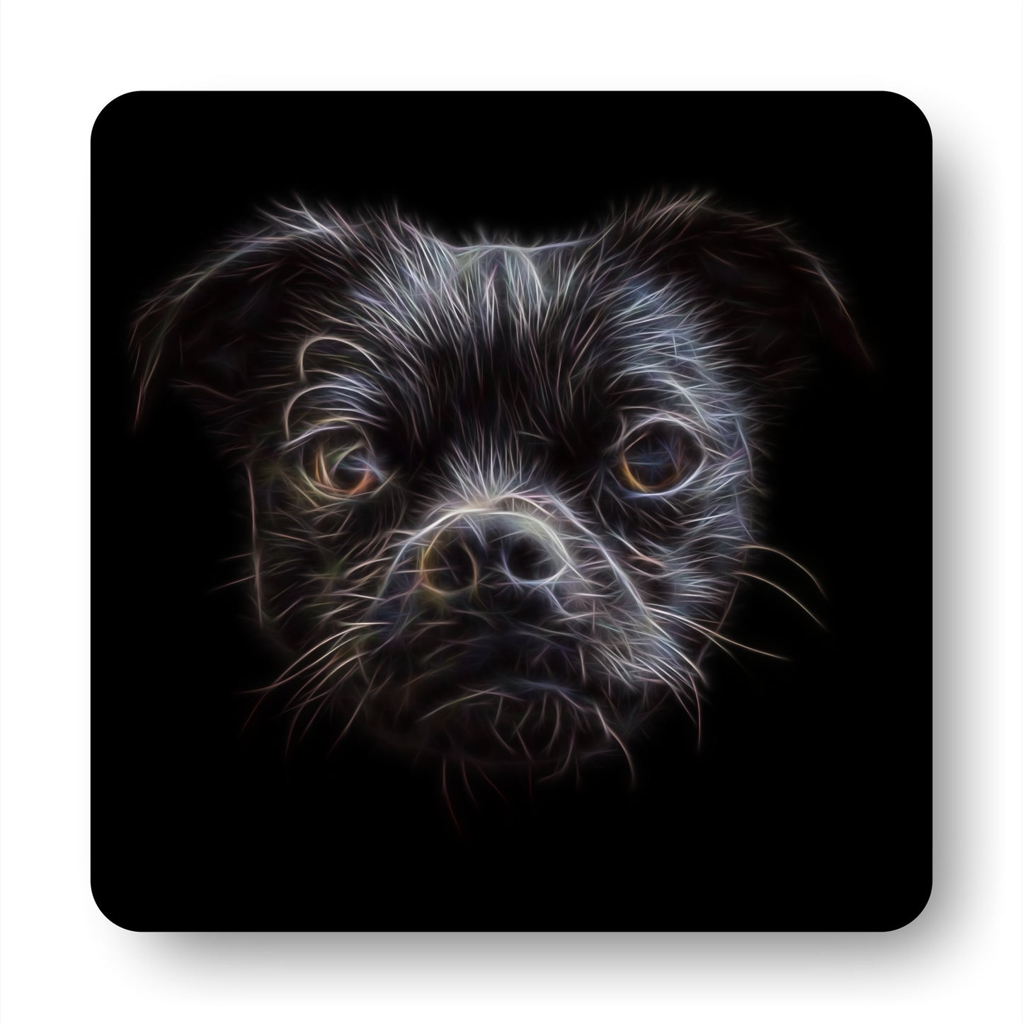 Black Chug Coasters, Set of 2, with Stunning Fractal Art Design.
