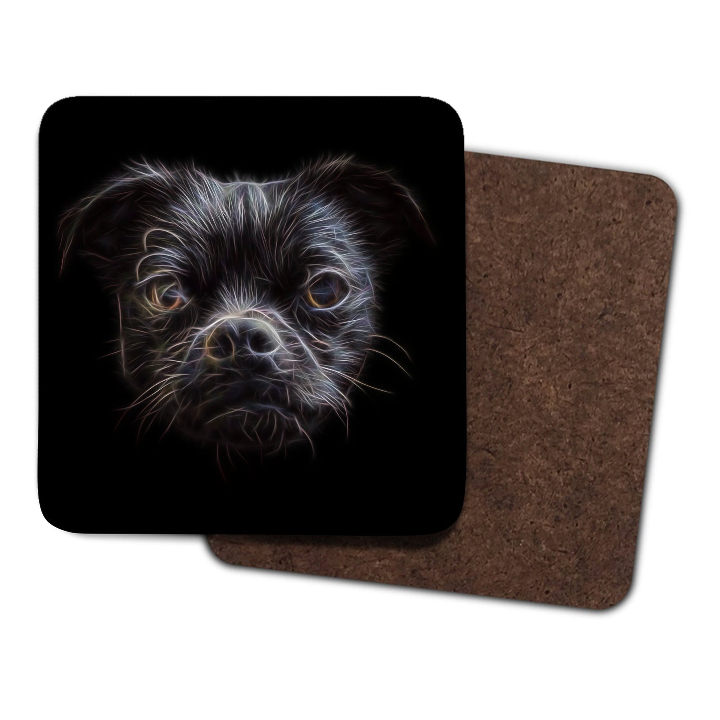 Black Chug Coasters, Set of 2, with Stunning Fractal Art Design.