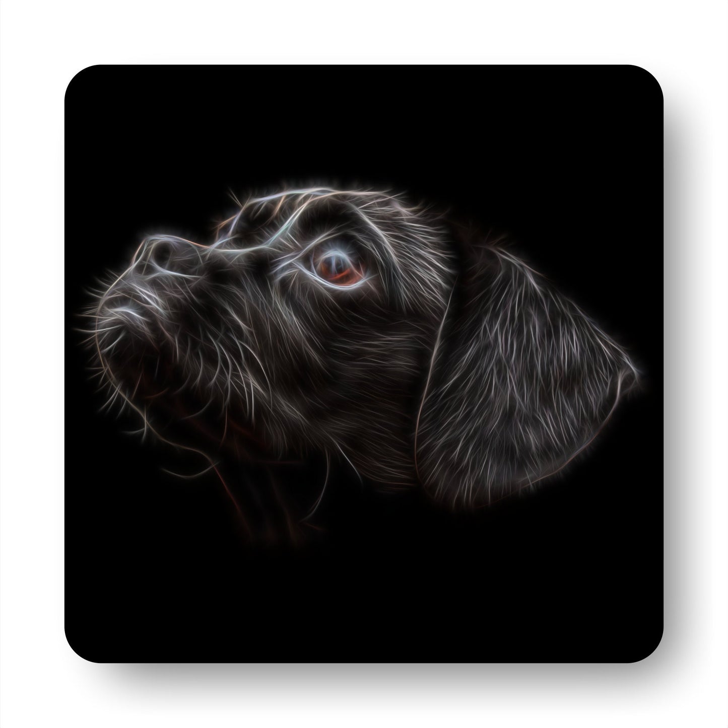 Black Puggle Coasters, Set of 2, with Stunning Fractal Art Design.