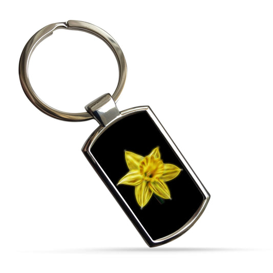 Daffodil Keychain with Fractal Art Design.