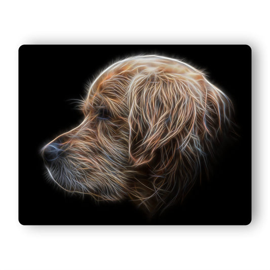 Golden Retriever Metal Wall Plaque with Stunning Fractal Art Design.