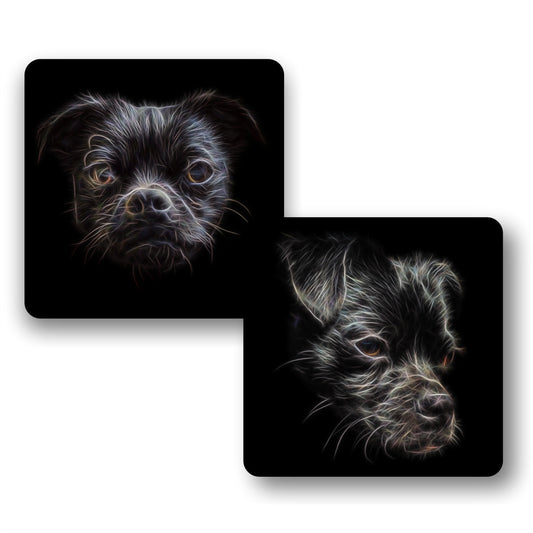 Black Chug Coasters, Set of 2, with Stunning Fractal Art Design.