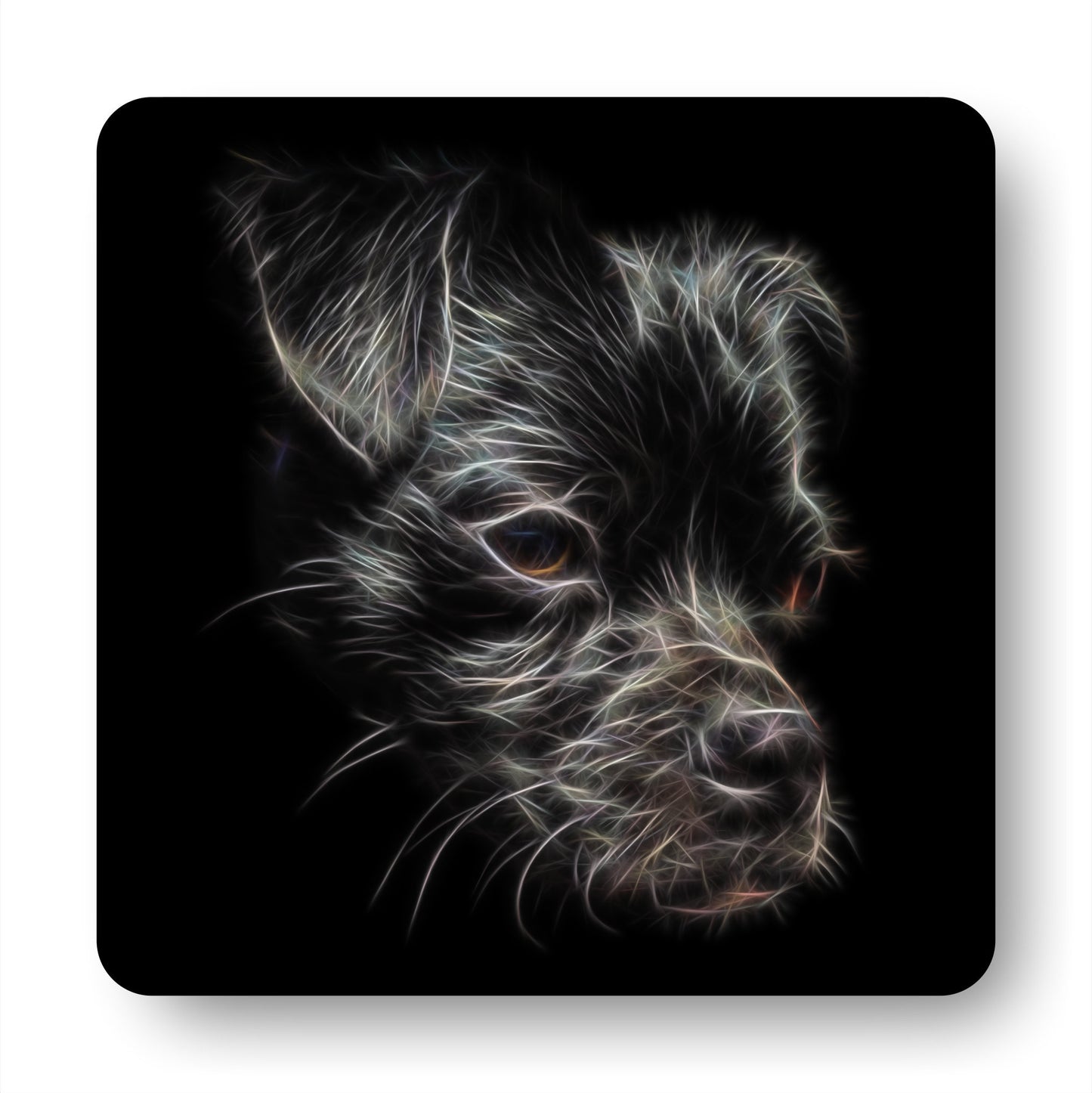 Black Chug Coasters, Set of 2, with Stunning Fractal Art Design.