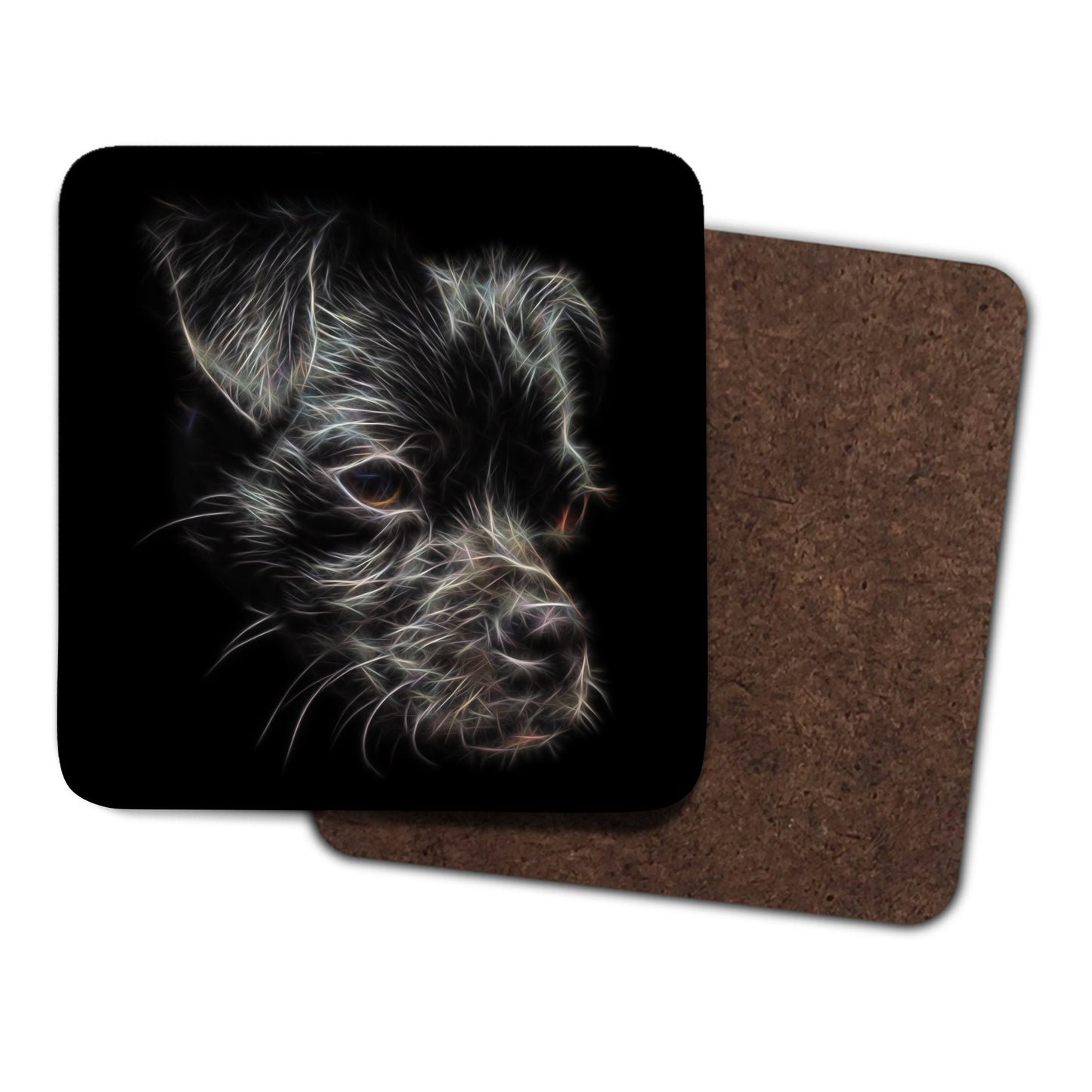 Black Chug Coasters, Set of 2, with Stunning Fractal Art Design.