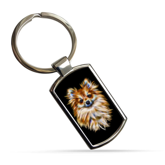 Pomeranian Keychain with Stunning Fractal Art Design