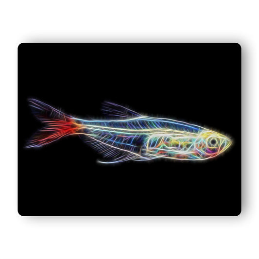 Tetra Fish Metal Wall Plaque with Stunning Fractal Art Design.