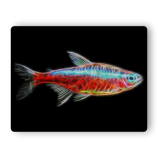 Tetra Fish Metal Wall Plaque with Stunning Fractal Art Design.