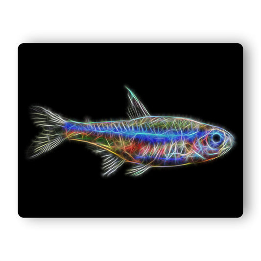 Tetra Fish Metal Wall Plaque with Stunning Fractal Art Design.